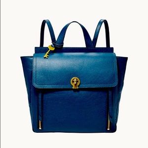 Teal Fossil Leather Backpack